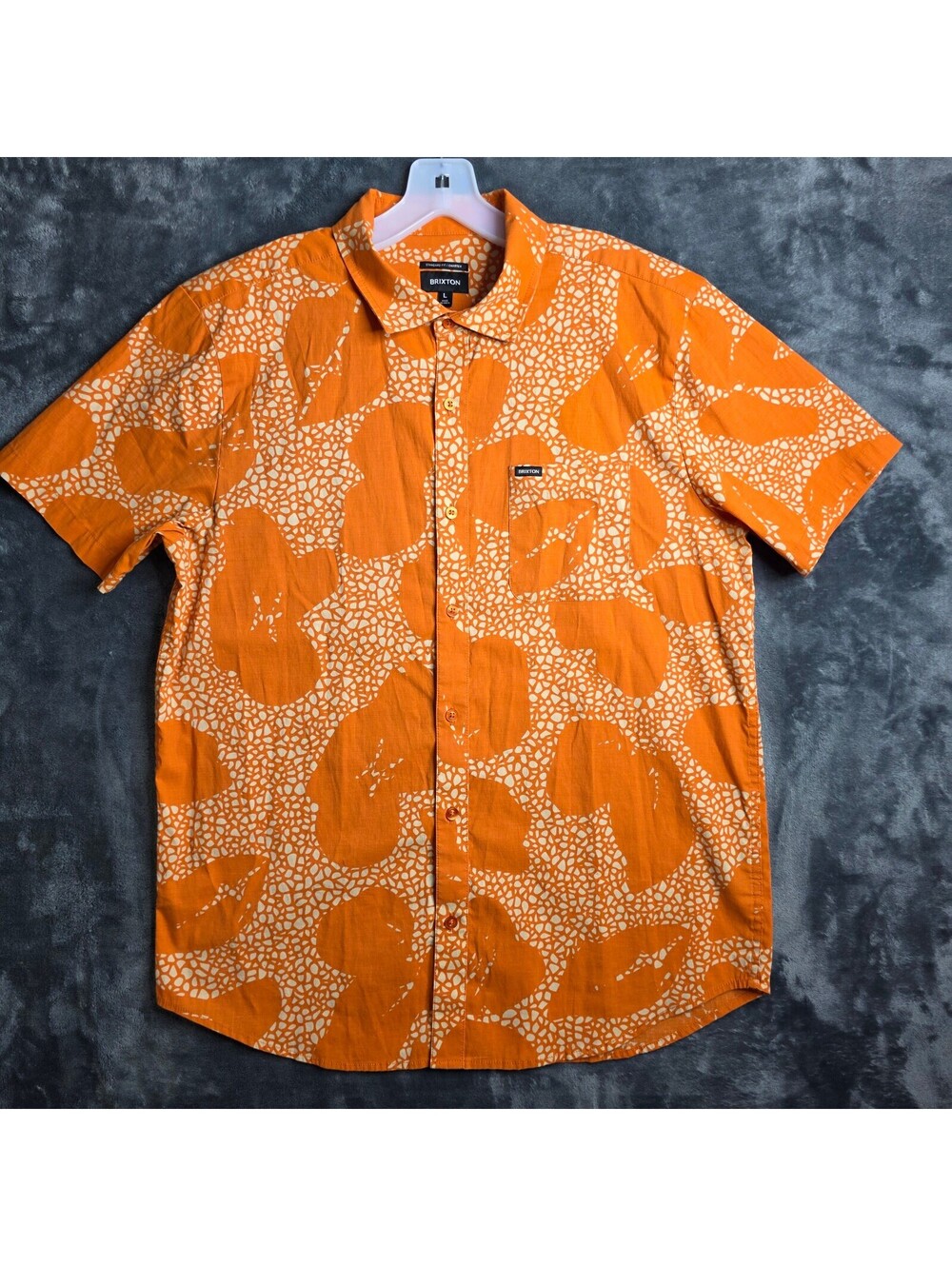 BRIXTON Charter Print Mens Button Up Shirt Sz Large